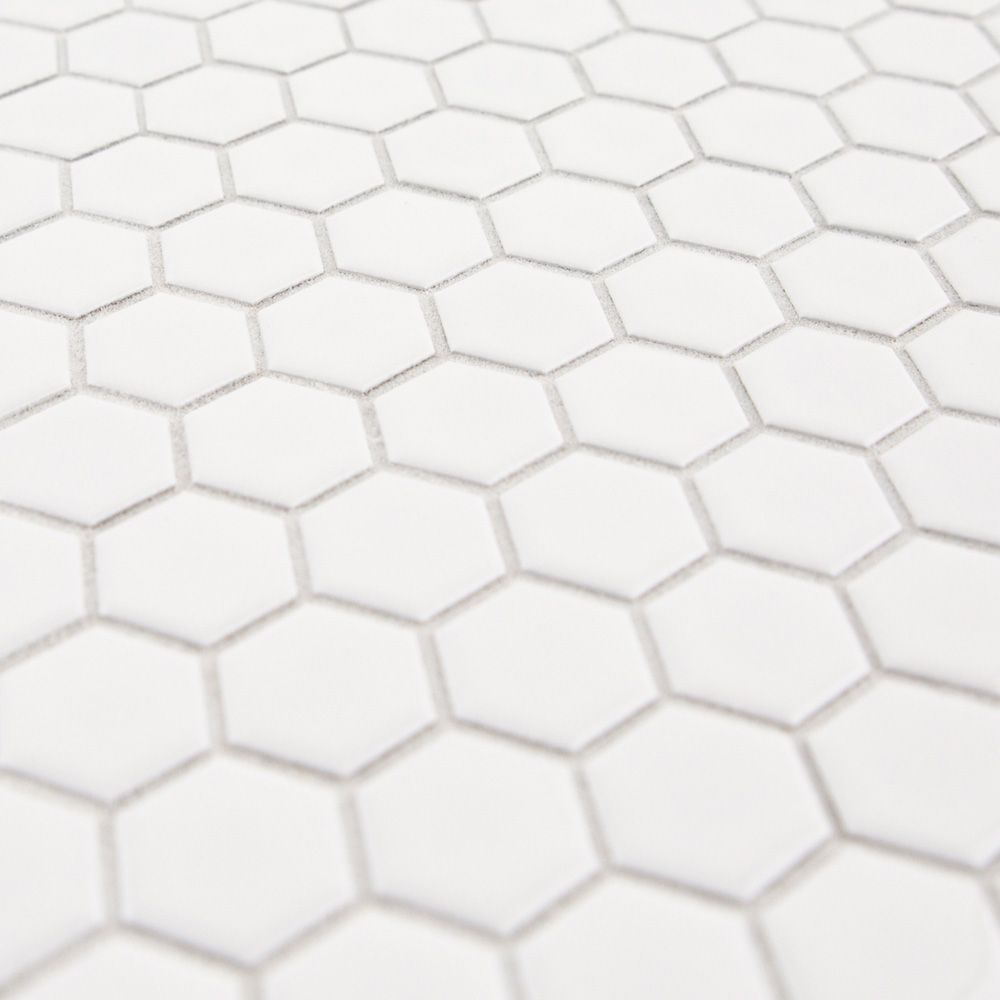 Jeffrey Court Diamond Pattern White 8.75 in. x 10.125 in. Hexagon Matte Glass Mosaic Wall and Floor Tile (12.305 Sq. ft./Case), White-Blk Diamond